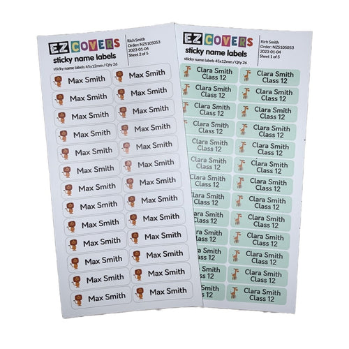 Personalised Name Labels (26 labels)
